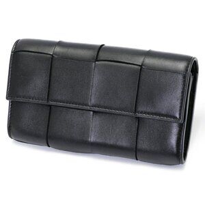 BOTTEGA VENETA Black Leather Intrecciato Wallet